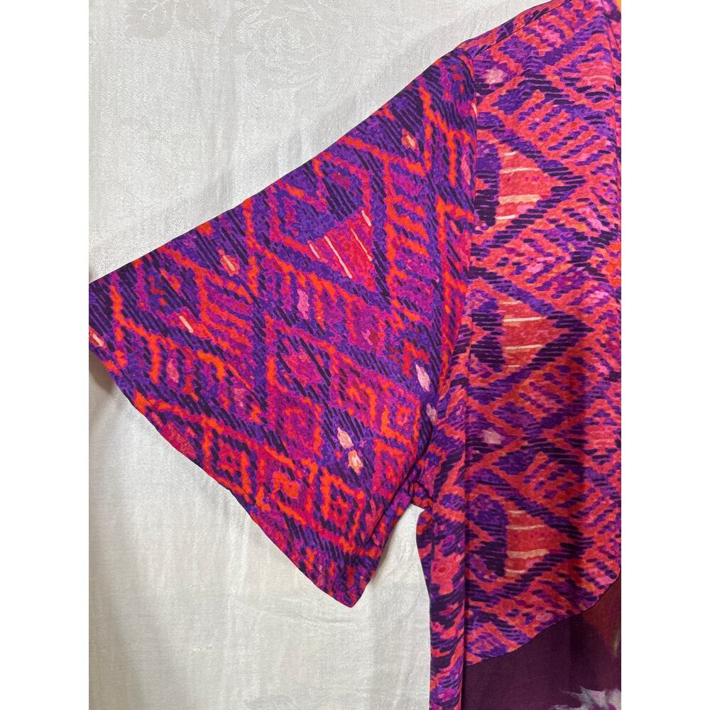 Soft Surroundings Maxi Dress Large PETITE Patchwork Floral Geometric Raspberry - Picture 3 of 9